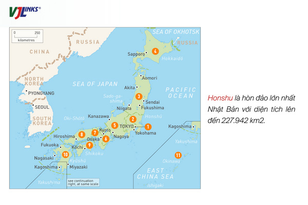 Honshu là hòn đảo lớn nhất Nhật Bản