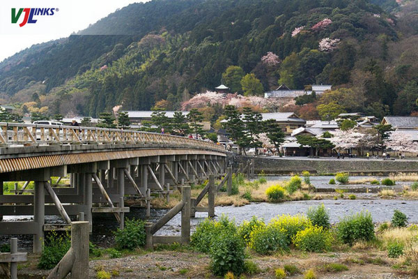 Check-in trên cầu Togetsu-kyo huyền thoại
