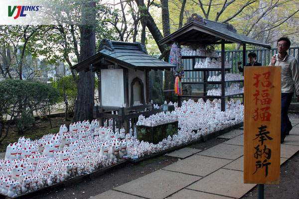 Ngôi đền Gotokuji hiện trưng bày rất nhiều tượng mèo Maneki Neko
